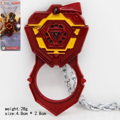 钢铁侠系列圆形镂空标志红黄挂件银项链