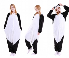 法兰绒情侣功夫熊猫连体睡衣 长袖加厚保暖可爱动物卡通家居服