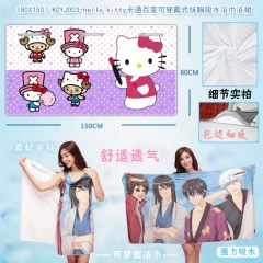 （80X150）KCYJ003-hello kitty卡通百变可穿戴式抹胸吸水浴巾浴裙