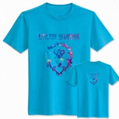 魔兽世界星空联盟标志蓝色纯棉T恤