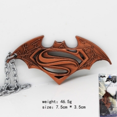 蝙蝠侠大战超人系列标志镂空挂件银项链（古银）