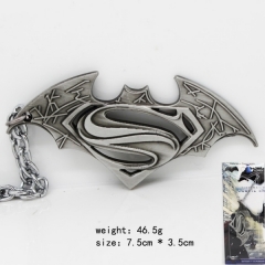 蝙蝠侠大战超人系列标志镂空挂件银项链（古银）