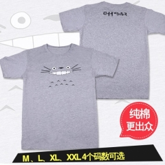 龙猫图案灰色纯棉T恤M L XL XXL