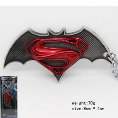 蝙蝠侠大战超人系列标志古银挂件银项链（红色）