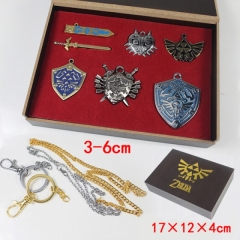 塞尔达传说古铜色平盾古铜色鹰翅项链钥匙扣挂扣套装（6款一套）