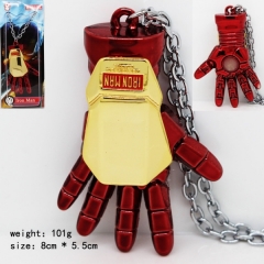 钢铁侠系列立体手掌挂件银项链（红金）