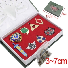 塞尔达传说精灵石蓝色心形项链钥匙扣套装（8款一套）BC052