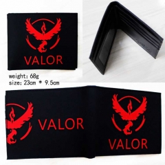 宠物小精灵系列神奇宝贝精灵宝可梦  VALOR 红色标志英文标志半立体黑色二折硅胶钱包