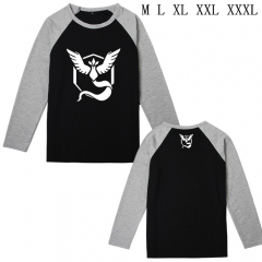 宠物小精灵蓝队标志D款长袖T恤M L XL XXL XXXL