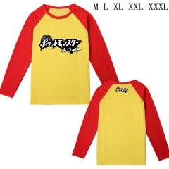 宠物小精灵标志黑字C款长袖T恤M L XL XXL XXXL