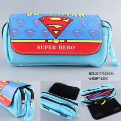 超人标志PU尼龙多功能双层拉链翻盖钱包笔袋