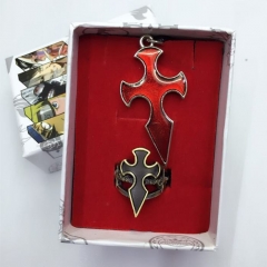 刀剑神域十字架镂空戒指加项链一套出