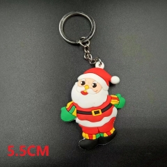 PVC软胶圣诞节装饰品圣诞老人公仔钥匙扣链圈小挂件儿童礼品礼物