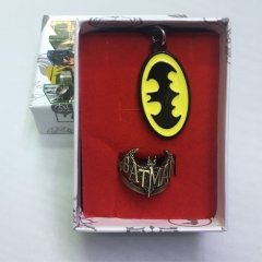 复仇者联盟蝙蝠侠字母戒指加项链一套出