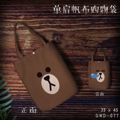 GWD077-布朗熊动漫单肩帆布购物袋