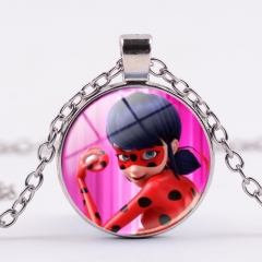 新款Miraculous Ladybug瓢虫少女项链儿童饰品玻璃时光宝石项链