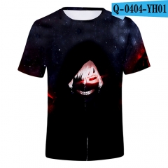 新款东京食尸鬼 tokyo ghoul 夏季宽松数码印花3D圆领短袖T恤