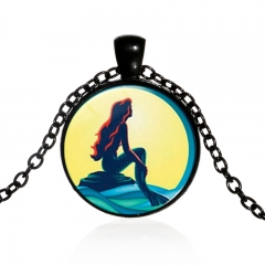 跨境新品Little Mermaid美人鱼吊坠项链欧美影视周边时光宝石项饰