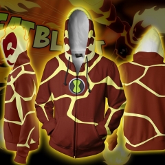 Ben10外星英雄 火焰人3d印花卫衣 开衫连帽衫 cosplay动漫周边