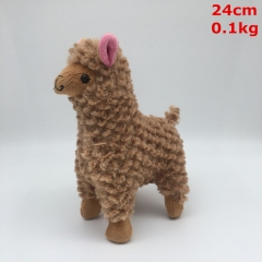 日本alpacasso羊驼神兽草泥马卡通毛绒玩具公仔娃娃棕红色