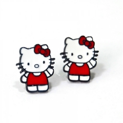 韩国新款彩色滴油烤hellokitty漆凯蒂猫个性时尚小耳钉女款耳环