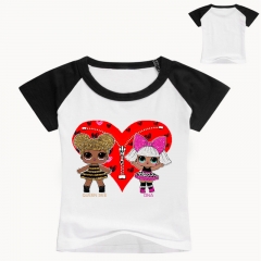 新款韩版儿童短袖T恤 外贸夏季中小童时尚娃娃印花T恤T046