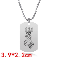 热销明星新款韩国风防弹少年团 不锈钢刻字BTS成员组合吊牌项链