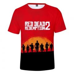 成人童装跨境专供亚马逊RED DEAD REDEMPTION 2数码印花3D短袖T恤