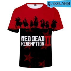 成人童装跨境专供亚马逊RED DEAD REDEMPTION 2数码印花3D短袖T恤