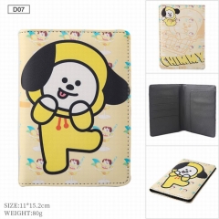 D07-BTS 防弹少年团BT21小狗 竖款彩图二折钱包卡包 11X15.2CM