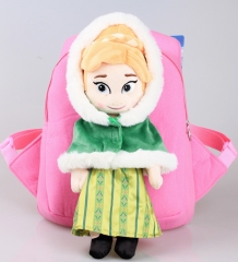 儿童书包毛绒背包幼儿园小书包韩版卡通动漫 冬装艾莎 安娜