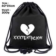 美国说唱歌手xxxtentacion-黑色帆布束口背包束口袋40X34CM