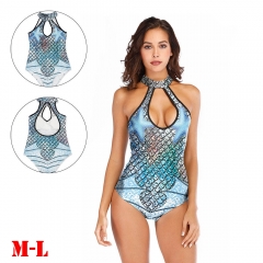 跨境爆款夏季bikini3D印花有胸垫性感紧身泳装 欧美时尚章鱼泳衣