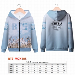 BTS防弹少年团MQX 105全彩拉链连帽贴袋卫衣外套XXS-4XL共9个码数