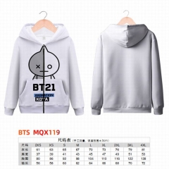 BTS防弹少年团MQX 119全彩拉链连帽贴袋卫衣外套XXS-4XL共9个码数