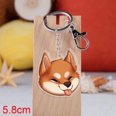 可爱日本柴犬狗亚克力双面透明钥匙扣挂件