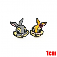 欧美经典动画新款怀旧烤漆小鹿斑比小兔桑普班尼兔耳钉女款耳环耳