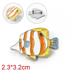 橙白条纹-三间火箭鱼 胸针