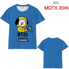 BTS防弹少年团BT21 MQTX2045 全彩印花短袖T恤-XXS-5XL共10个码