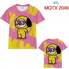 BTS防弹少年团BT21 MQTX2046 全彩印花短袖T恤-XXS-5XL共10个码