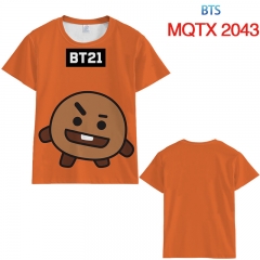 BTS防弹少年团BT21 MQTX2043 全彩印花短袖T恤-XXS-5XL共10个码