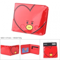 BTS-防弹少年团 BT21 爱心款 漆皮全彩短款印花二折钱包 11.5X9.5CM 80G