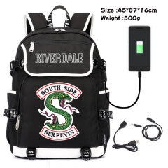 河谷镇-130 动漫600D防水帆布USB充电数据线背包