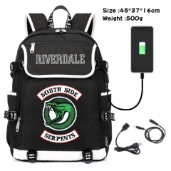 河谷镇-132 动漫600D防水帆布USB充电数据线背包