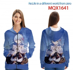 从零开始的异世界生活MQX-1641-(2) 全彩拉链连帽贴袋卫衣外套XXS-4XL共9个码数