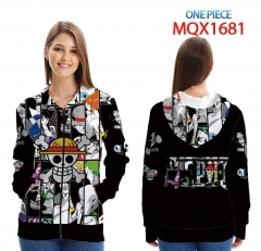 海贼王MQX-1681-(1) 全彩拉链连帽贴袋卫衣外套XXS-4XL共9个码数