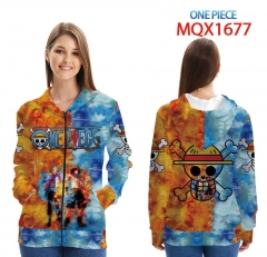 海贼王MQX-1677-(1) 全彩拉链连帽贴袋卫衣外套XXS-4XL共9个码数
