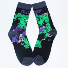 外贸原单蝙蝠侠袜子神奇女侠中筒袜蜘蛛侠绿巨人袜子男士超人袜子