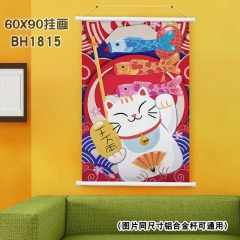 (60X90)BH1815-夏目友人帐 招财猫-新年白色塑料杆挂画