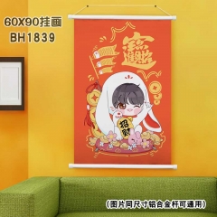 (60X90)BH1839-夏目友人帐 招财猫-新年白色塑料杆挂画